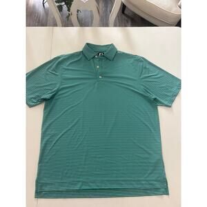 Footjoy Fj short sleeved Polo striped Green white XL Dadcore golf performance